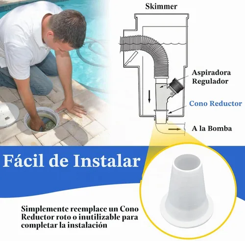 Vista 4 de GW9000 GW9015 Reductor de cono, pieza de repuesto automática de limpiador de piscinas y spa, color blanco 1 Paquete