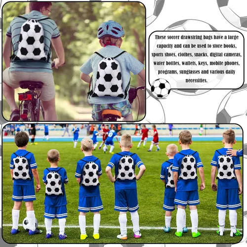 Vista 7 de Shappy 24 bolsas deportivas pequeñas con cordón, bolsa de caramelos, bolsas de regalo para fiestas deportivas (fútbol, 6.9 x 9.8 pulgadas)