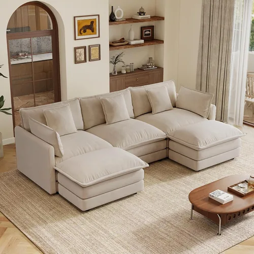 Vista 30 de mikibama Sofá modular seccional, juego de sofá en forma de L de 70.8 pulgadas para sala de estar, sofá biplaza, cómodos sofás de nube con otomana