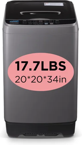 Vista 10 de KRIB BLING Lavadora completamente automática con pantalla LED, bomba de drenaje de lavadora de 25 libras, 10 programas y 8 opciones de niveles