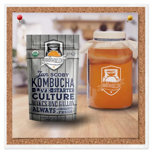 Vista 4 de Kit de iniciación Jun Kombucha de 1 galón – Incluye USDA Organic Jun SCOBY & Starter Tea + ingredientes para empezar a preparar tu propio té jun. *