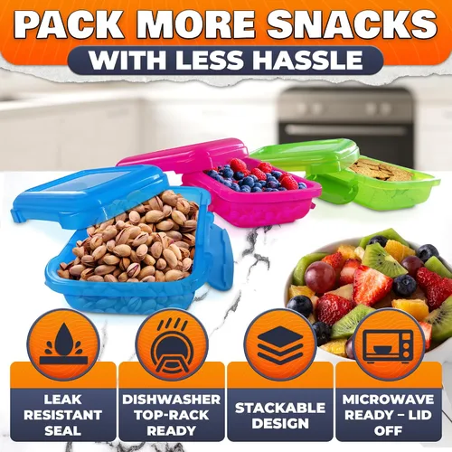 Vista 4 de NADOBA 12 Pcs Lock Top Snack Containers, 4.6 Oz, Snap Lid, 3