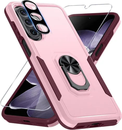 Vista 25 de Janmitta Funda compatible con Samsung Galaxy A14 5G con protector de pantalla + protector de lente de cámara, funda resistente de servicio pesado