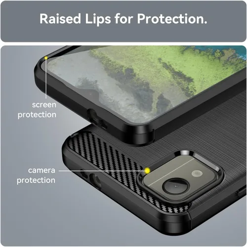 Vista 2 de Funda para Nokia C110, Nokia C110 con protectores de pantalla HD, fibra de carbono a prueba de golpes, resistente protección de poliuretano