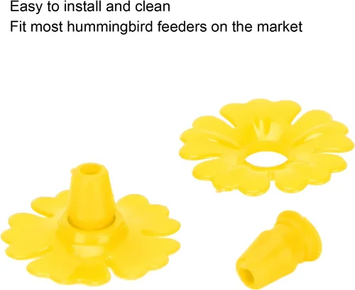 Vista 6 de 30 flores de repuesto para comederos de colibríes, piezas de repuesto para comederos colgantes, comederos de plástico para colibríes se adaptan a