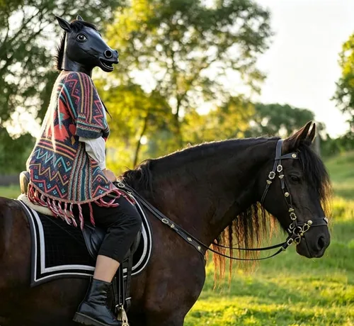 Vista 6 de Ibluelover Máscara de cabeza de caballo para adultos, máscara de vinilo
