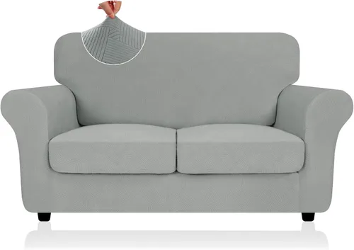 Vista 52 de ZNSAYOTX 2026 Funda de silla a rayas de 2 piezas (79 cm - 117 cm), funda de sillón elástica gruesa con banda elástica antideslizante y lazos