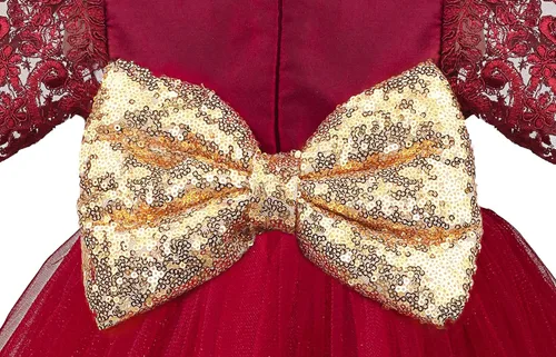 Vista 7 de Lilax Conjunto de 4 piezas de vestido de fiesta de boda de princesa de encaje recién nacido para bebé niña