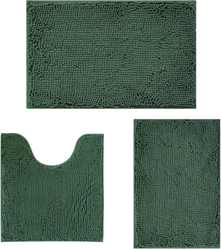 Vista 43 de Juego de alfombras de baño de 2 piezas, súper absorbente suave, gruesa, lavable en lavadora, alfombra de baño de chenilla antideslizante, alfombra