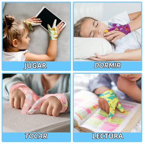 Vista 7 de Janmercy 16 Piezas Protector para Dejar de Chuparse el Dedo para Niños Guantes Masticables Transpirables Protector de Pulgar para Morderse las Uñas