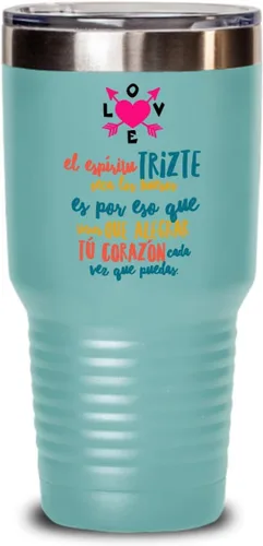 Vista 2 de Regalo para hija Taza de Cafe para hermana Perfecto regalo para graduados, profesionales y estudiantes Vaso con afirmaciones positivas, Azul
