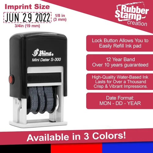 Vista 2 de Rubber Stamp Creation S-300 Fecha Sello - Negro