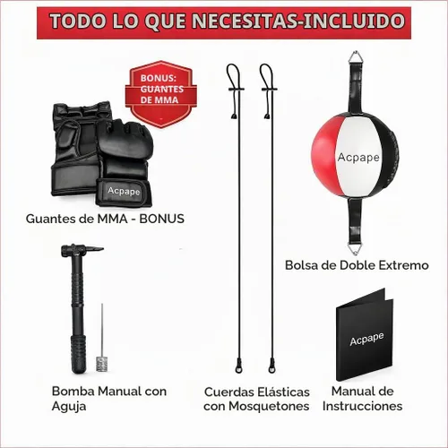 Vista 2 de Bolsa de boxeo de doble extremo con guantes de boxeo, saco de boxeo premium para entrenamiento de velocidad y reflejos, bolsa de boxeo duradera