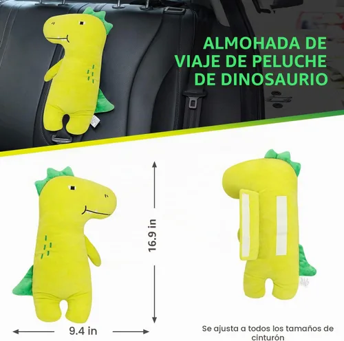 Vista 2 de Farochy Almohada de automóvil para niños, funda de cinturón de seguridad de dinosaurio, almohada para cinturón de seguridad de automóvil, fundas