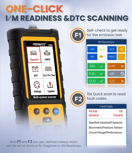 Vista 5 de Escáner OBD2 con transmisión ABS SRS, restablecer luces de falla Compruebe el lector de código del motor con funciones OBDII completas Prueba
