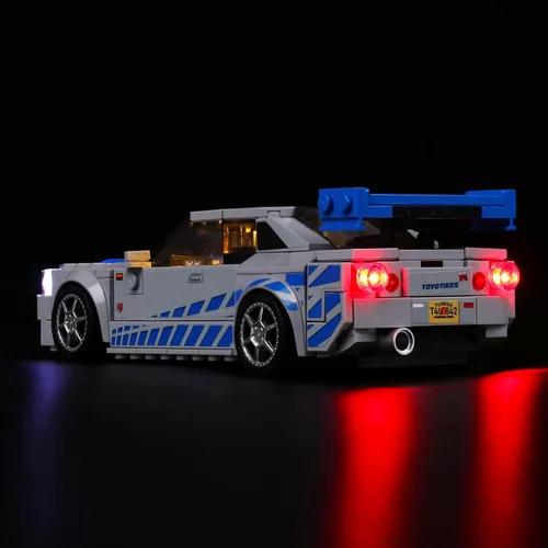 Vista 6 de VONADO Kit de luz LED compatible con Lego Fast and Furious Cars 76917, iluminación de bricolaje compatible con Nissan Skyline GT-R (R34) Lego 76917