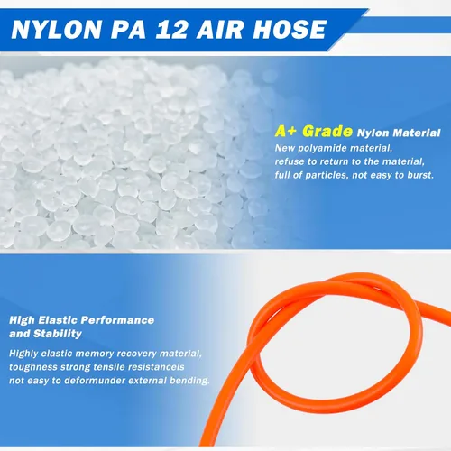 Vista 4 de Kit de línea de aire DOT de 1/4 pulgadas para kit de suspensión de bolsa de resorte de aire con accesorios, línea de aire PA DOT de 25 pies