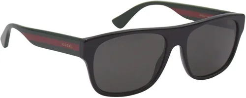 Vista 2 de GUCCI 0341 - Lentes de sol polarizados cuadrados de rayas negras Negro