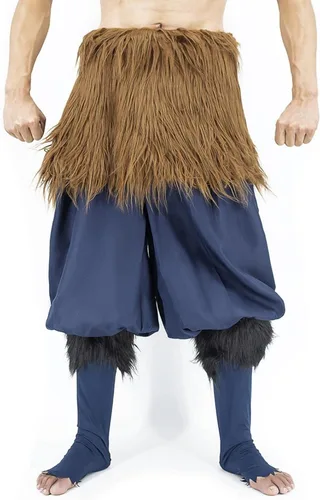Vista 2 de Inosuke Cosplay Pig Mask Anime Demon Costume Slayer Inosuke Role Play Outfits Hashibira Pants Apron Halloween Cosplay