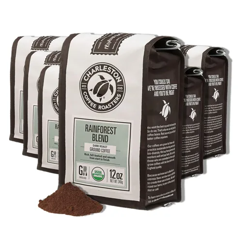 Vista 6 de Charleston Coffee Roasters Café molido orgánico especial Recogido a mano, tostado lento premium (mezcla de acuario, tostado medio) 12 onzas