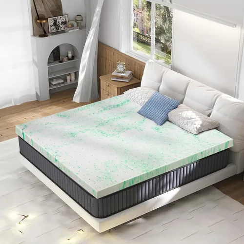 Vista 6 de BedsPick Cubrecolchón individual XL de 3 pulgadas, protector de colchón de espuma viscoelástica con infusión de gel, para dormitorio universitario