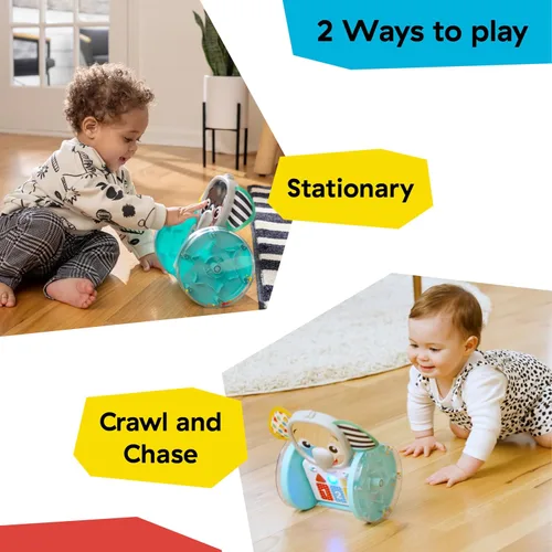 Vista 2 de Juguete de bebé para gatear Baby Einstein Chase & Tap Earl, con espejo y música, para bebés de 6 meses en adelante (Paquete de 4)