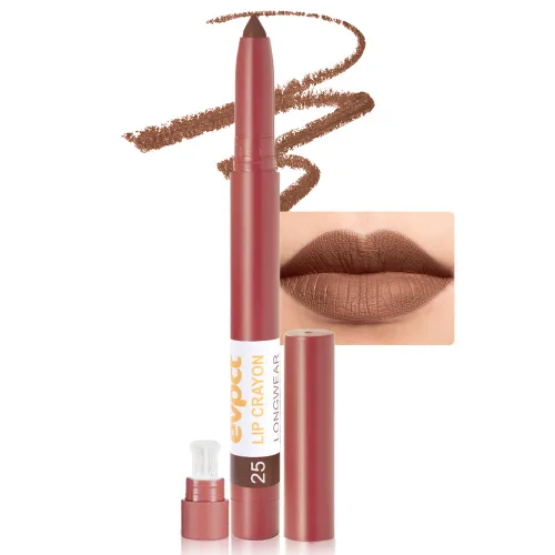 Vista 38 de evpct 3 piezas de lápiz crayón delineador de labios mate metálico rosa natural ligera y lápiz labial Set de larga duración impermeable que coincide