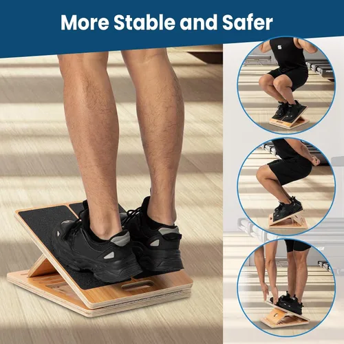 Vista 4 de StrongTek Wooden Slant Board, 13-Inch Wide, 5 Adjustable Angles 15°-35° Non-Slip Surface and Base, Beginner-Friendly Stretching, Squats, Physical