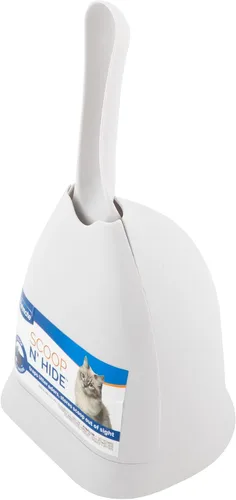 Vista 3 de Petmate Scoop N' Hide - Cuchara de arena para gatos con soporte discreto, níquel cepillado