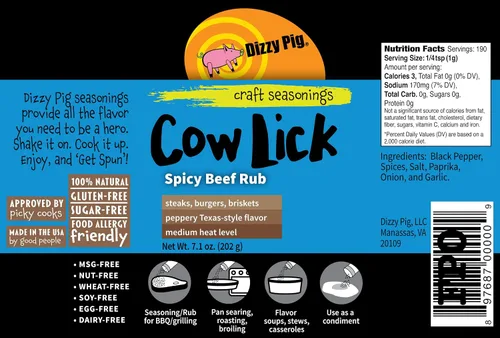 Vista 2 de Dizzy Pig Barbecue Company Cow Lick Spicy Beef Rub (coctelera de 8 onzas, paquete de dos unidades)