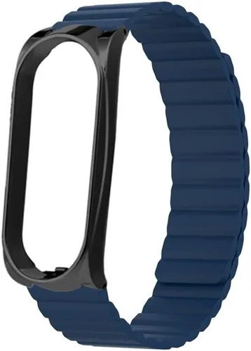 Vista 3 de Correa compatible con Xiaomi Mi Band 5, correa de silicona KangPlus con cierre magnético para mujeres y hombres, ajustable de 5.5-8.1 pulgadas Azul