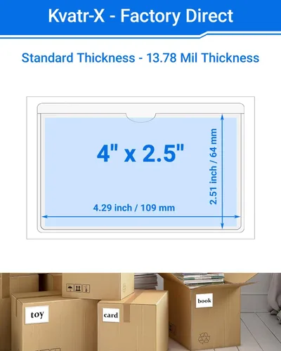 Vista 84 de 30 PCS Clear Self Adhesive Plastic Label Pockets, Top Loading Business & Library Index Card Holders, Peel and Stick Sleeves for Storage Bins, Totes