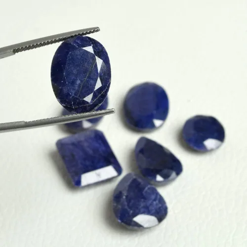 Vista 3 de REAL-GEMS 100 unidades7 piezas de piedras preciosas sueltas de zafiro azul tallado africano tallado ovalado natural, Gema, Mezcla de piedras