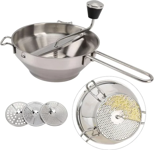 Vista 5 de Triturador manual de mermeladas, mezclador de alimentos de acero inoxidable, rallador de mermelada, triturador de patatas, triturador de papas
