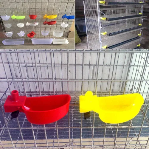 Vista 2 de 12 tazas de agua de codorniz para palomas, bebedero automático para pájaros para jaula, cría de aves de corral (rojo)