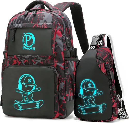 Vista 17 de Mochila escolar para niños, mochila escolar para niños, primaria, primaria, secundaria, con bolsa de almuerzo y estuche para lápices, mochila ligera