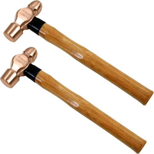 Vista 21 de WEDO Martillo de bola de cobre de 24 oz (1-1/2 libras), martillo de bola con mango de madera, longitud 325 mm (13"), forjado a presión, resistente a