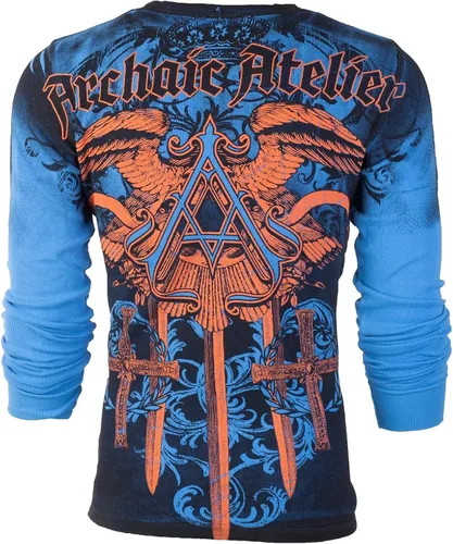 Vista 8 de Archaic by Affliction - Camisa térmica de manga larga para hombre, Azul