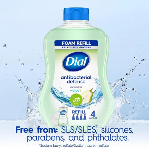 Vista 7 de Dial Antibacterial Defense - Jabón de manos espumoso + aloe, aroma de pera fresca, repuesto de jabón de manos de 30 onzas líquidas (paquete de 4)