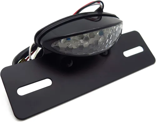 Vista 8 de HONGK - Placa eliminadora de guardabarros con luz trasera integrada LED negra transparente para motocicleta, compatible con Harley Yamaha, Suzuki