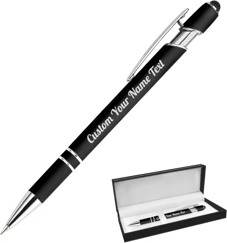 Vista 81 de Bolígrafo personalizado, 1 unidad, bolígrafo personalizado con logotipo de mensaje de nombre comercial grabado, lápiz digital de tinta negra suave