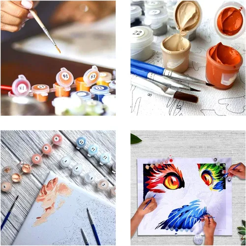 Vista 6 de Diymood Pintura por números para adultos y niñas, pintura al óleo DIY planta acrílica por números kits para niños adultos principiantes
