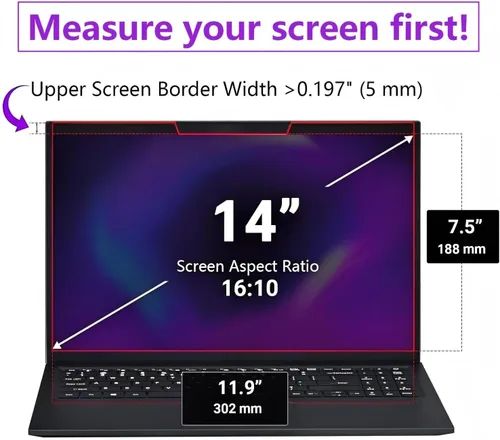 Vista 2 de Pantalla magnética de privacidad de 14 pulgadas, adecuada para portátiles con un filtro antideslumbrante desmontable 16:10, reduce la luz