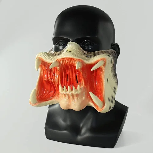 Vista 5 de CAFELE Predator Half Mask Cosplay Alien vs Predator Monster Scary Mask AVP Movie Halloween Costume Party