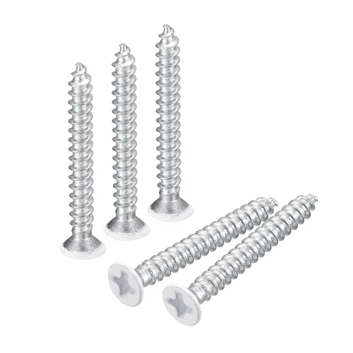 Vista 25 de uxcell Tornillos blancos ST2x4mm Tornillos autorroscantes, 100 tornillos Phillips de cabeza plana para madera para carpintería