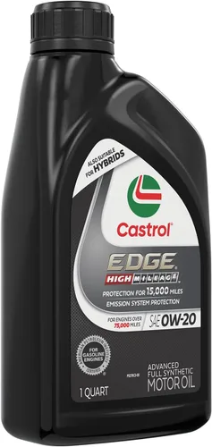 Vista 13 de Castrol EDGE High Mileage 0W-20 Advanced - Aceite de motor sintético completo, 1 cuarto de galón, paquete de 6