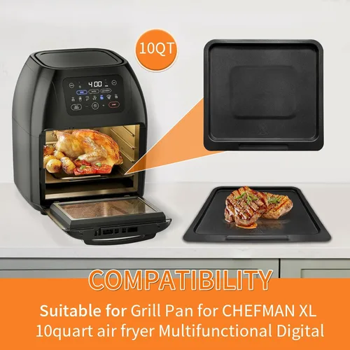 Vista 3 de Bandeja de cocina para freidora de aire CHEFMAN XL 10L multifuncional freidora de aire digital, 9.4 x 8.8 pulgadas, piezas de repuesto para freidora