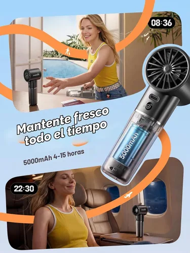 Vista 3 de Ventilador portátil de mano, mini ventilador potente recargable de Negro