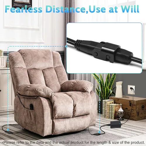 Vista 4 de Sopito Cable de extensión de repuesto para sillón reclinable de 6.6 pies (6.6 ft) para silla elevadora o sillón reclinable, cable de alimentación
