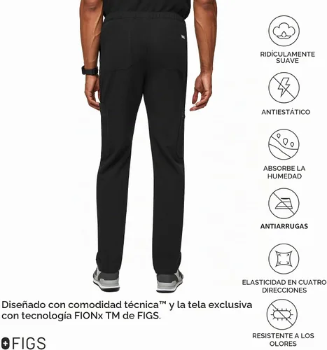 Vista 5 de Pantalones de limpieza tipo cargo FIGS Cairo, ajuste clásico de pierna recta BLK